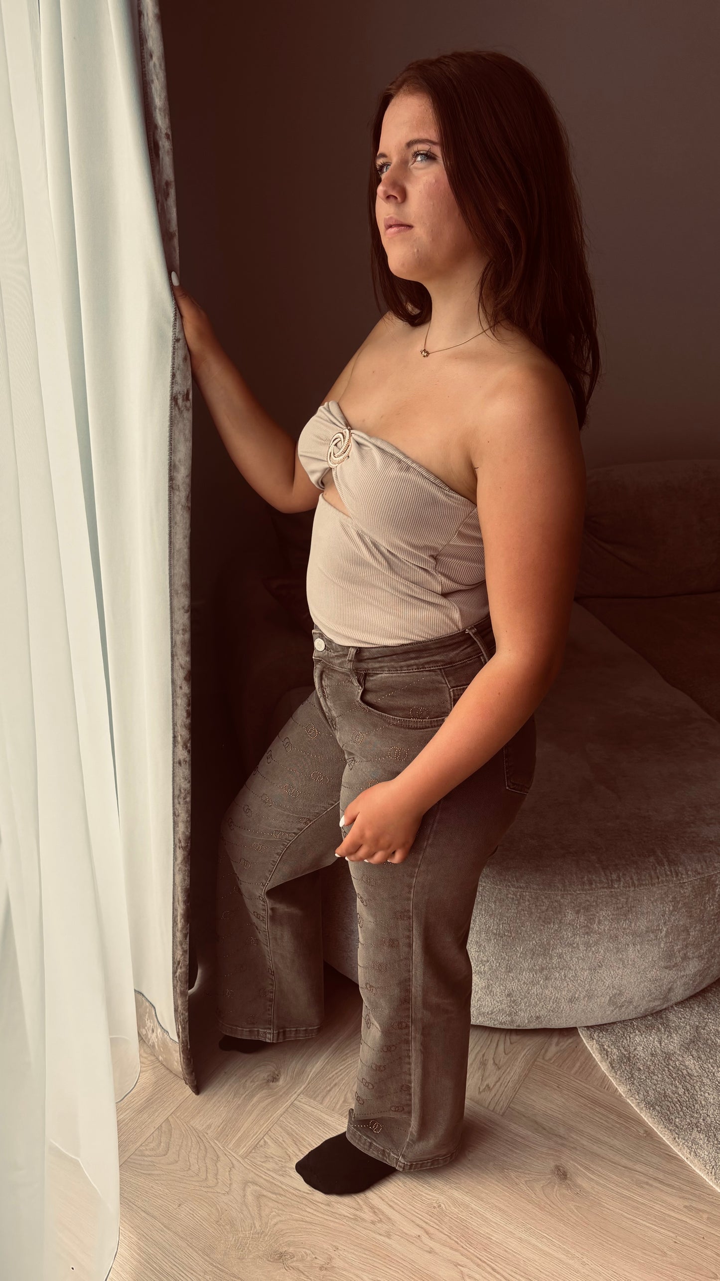 Rib Bodystocking | Taupe
