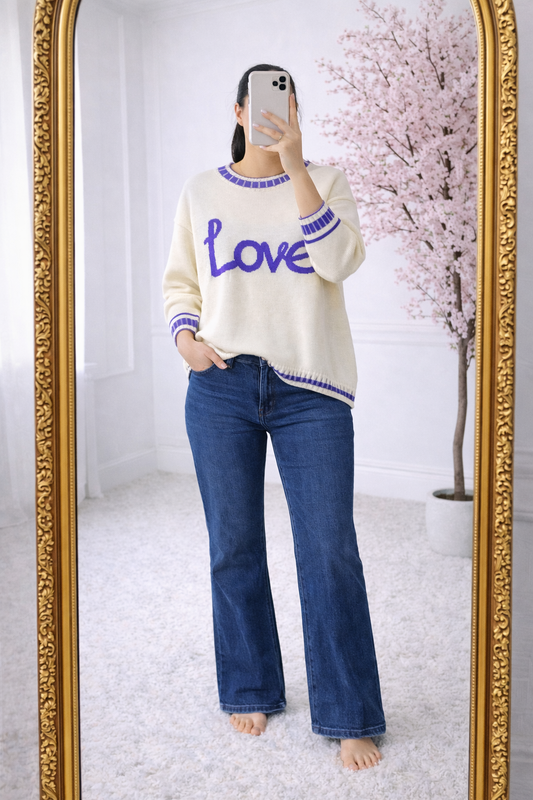 Love knit sweater - wit