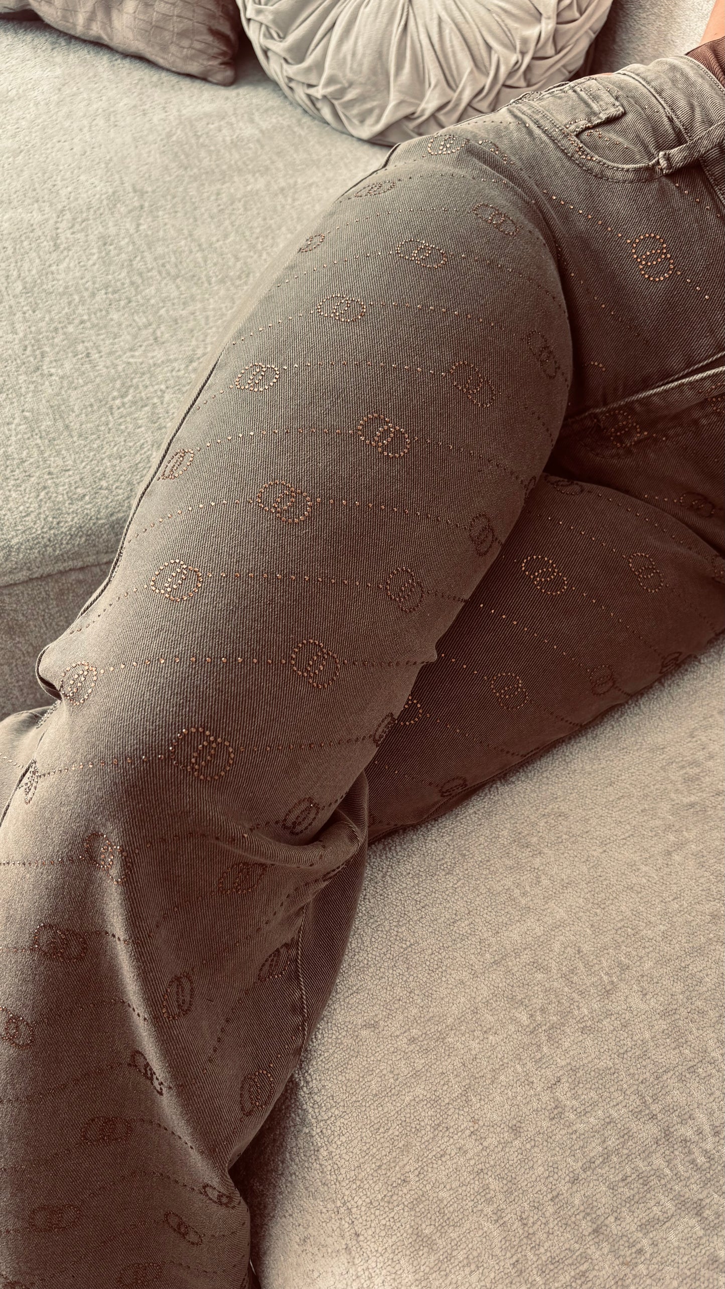 Wide leg Jeans met glitter | Bruin | Y677013