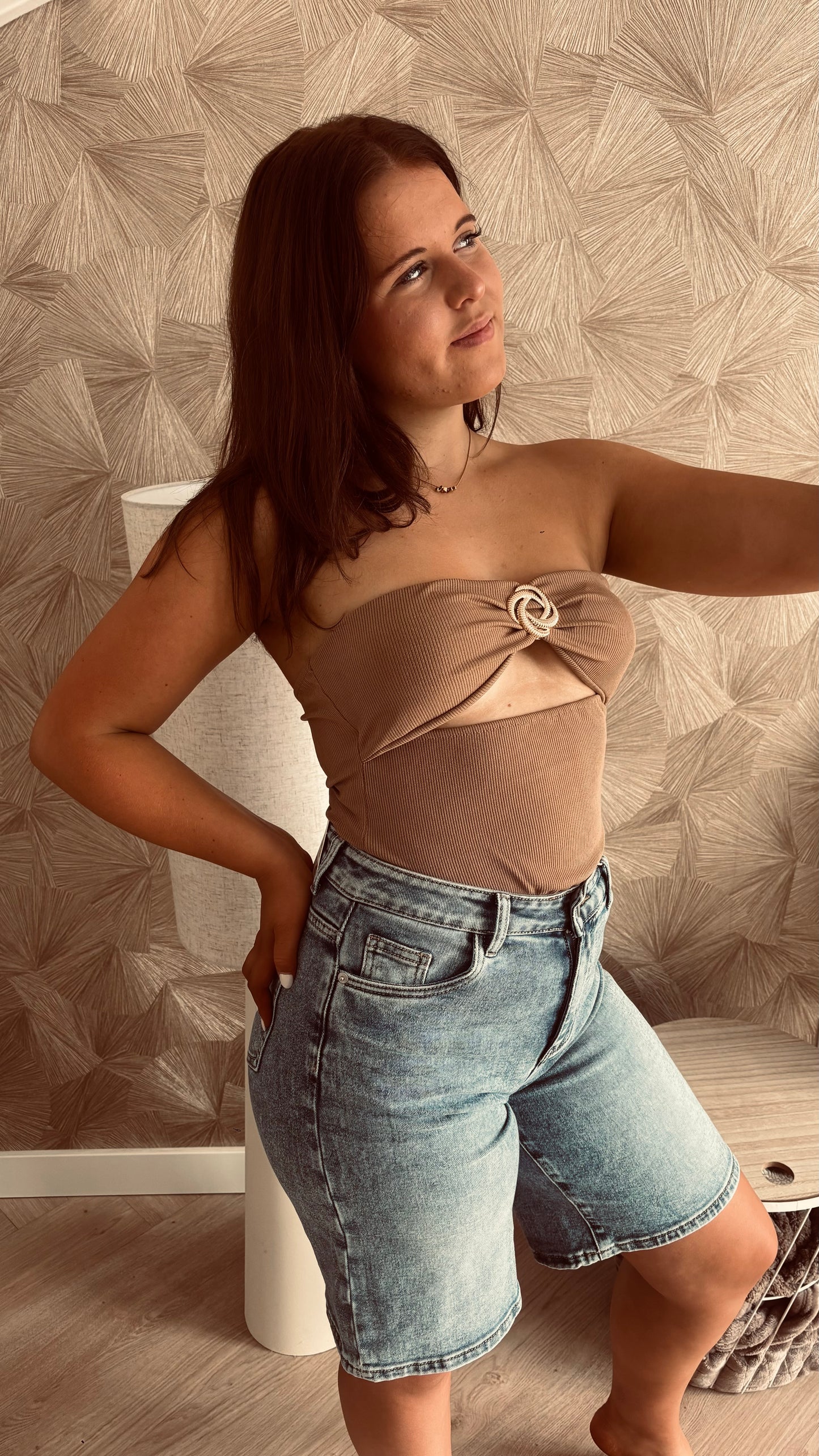 Rib Bodystocking | Camel