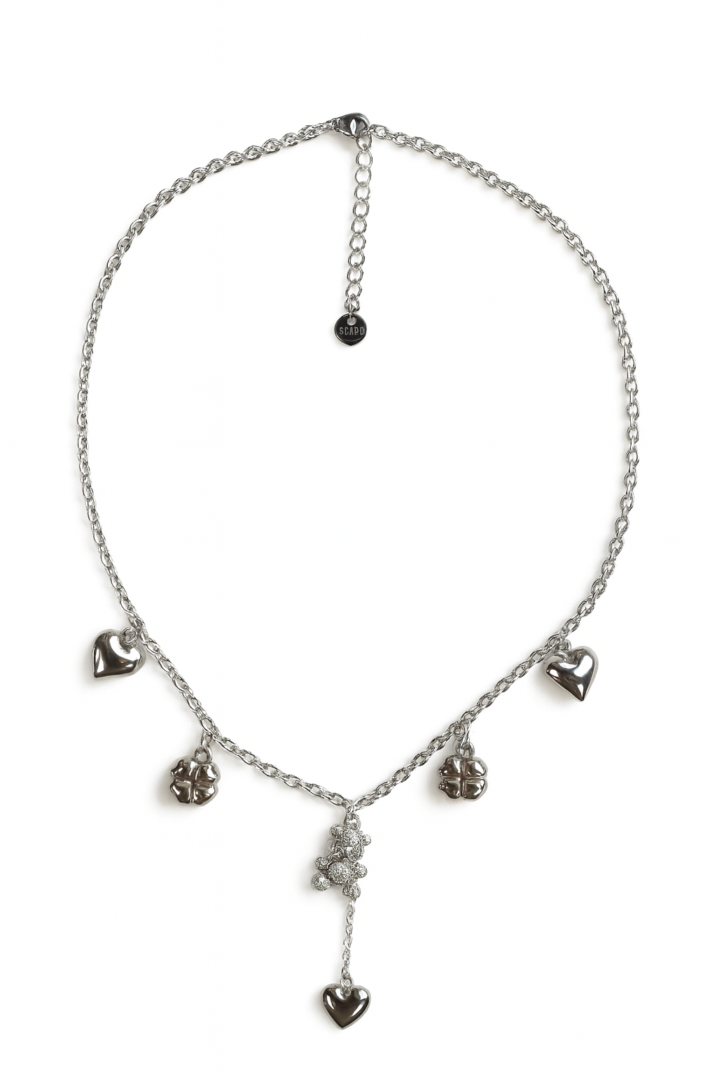 Hartjes & Teddy Charm | Zilver Ketting