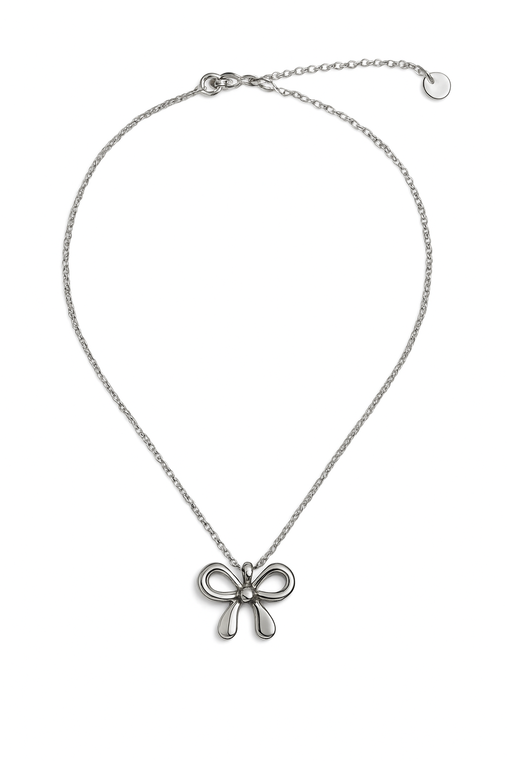 Stainless Steel Bow Necklace – Silver