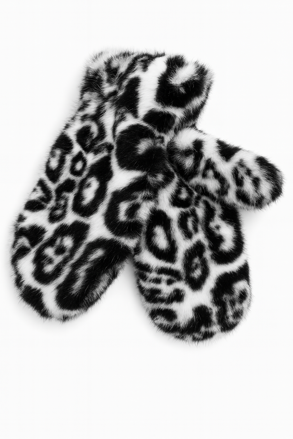 fluffy leopard wanten zwart wit