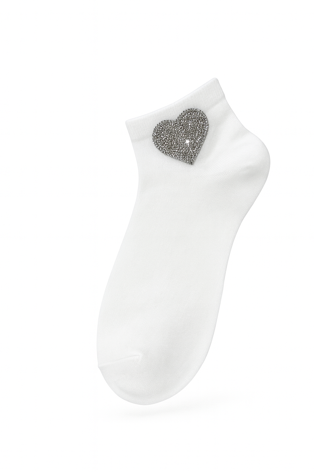 ✨ White Heart Sparkle Socks – Classy, Soft & Shiny ✨
