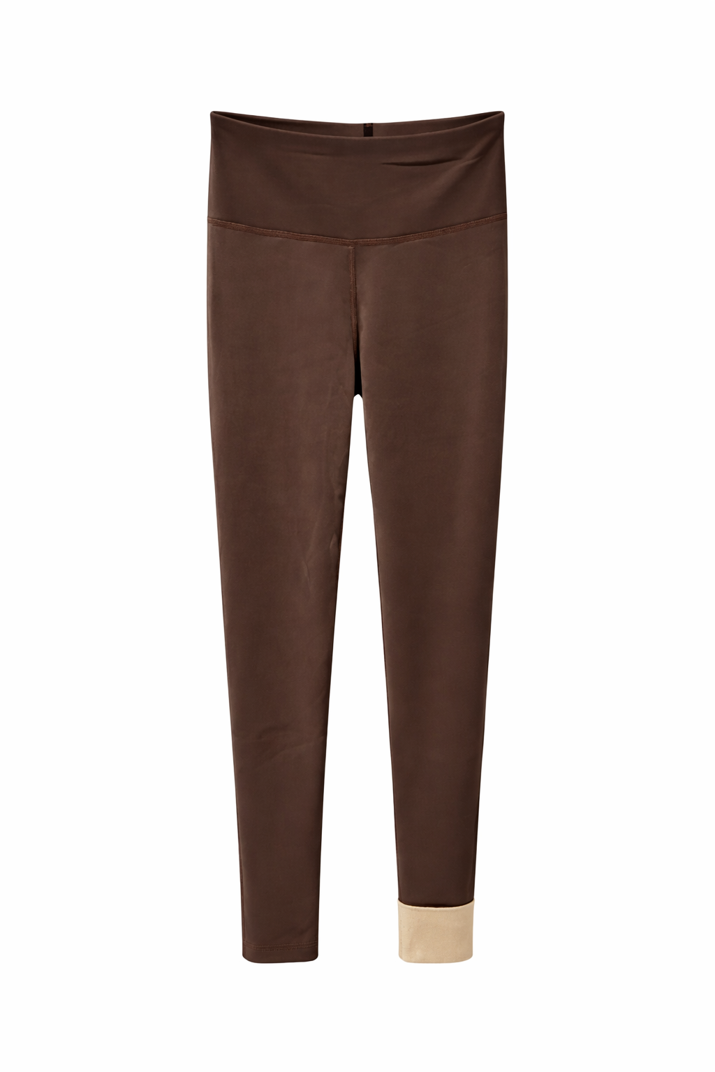 Bruine high-waist legging met contrasterende omslagboord