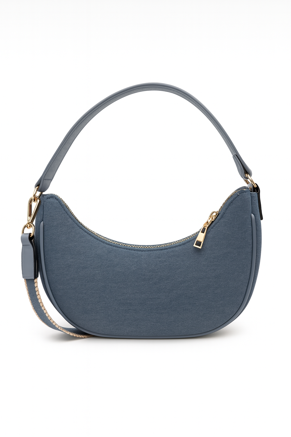 Trendy Studded Shoulder Bag – Blue & Gold