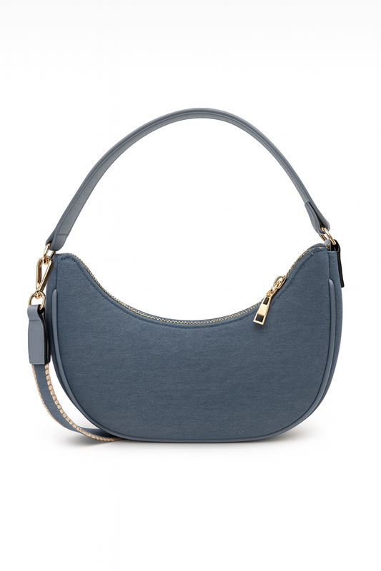 Trendy Studded Shoulder Bag – Blue & Gold