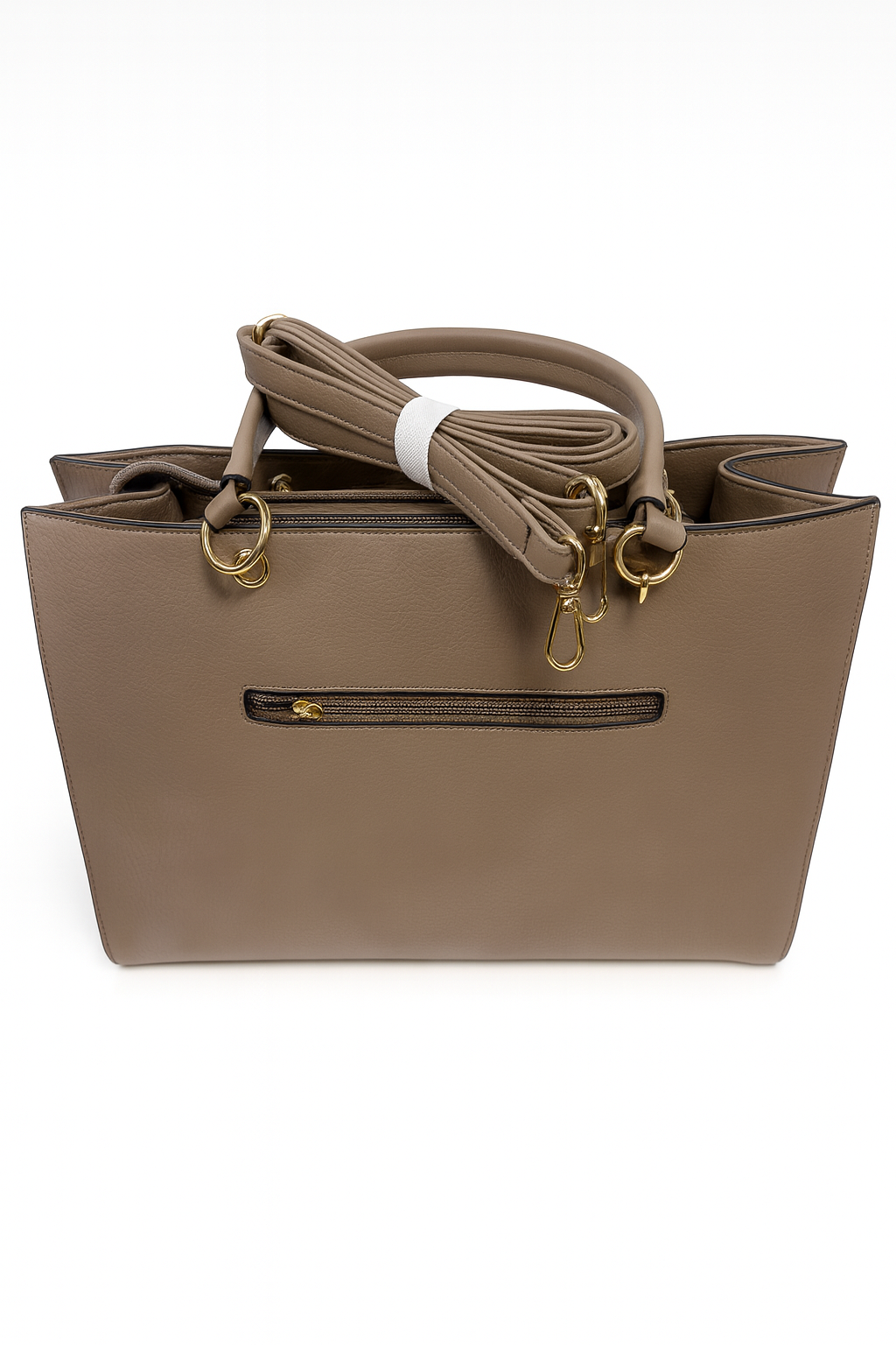 Elegante Studded Tote – Taupe & Gold