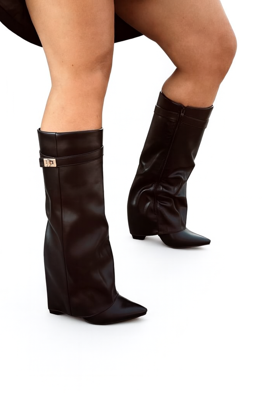 ✨ Luxe Zwarte Wedge Boots – Fashionkoopje Exclusive