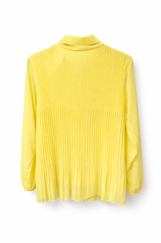 Plisse top geel