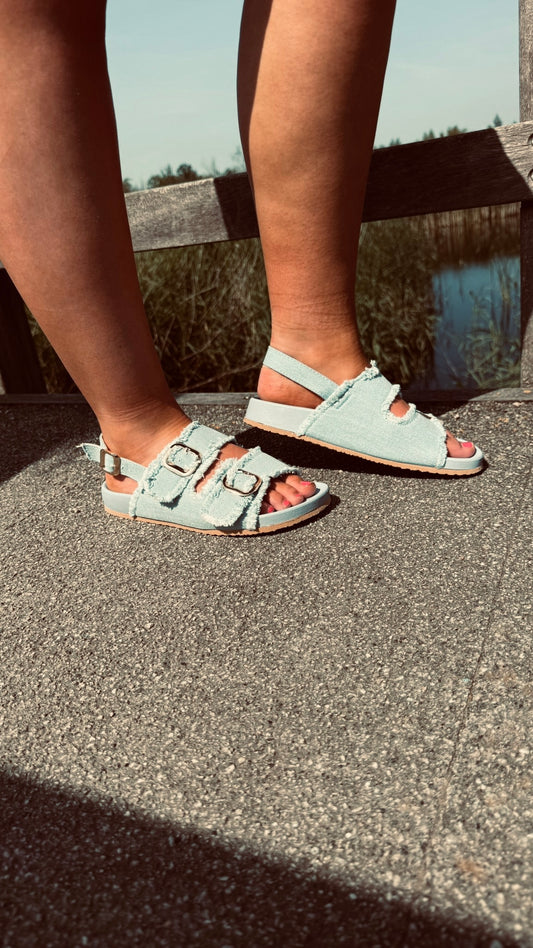✨ Light Blue Denim Buckle Sandals – Trendy, Comfort & Easy Summer Style ✨