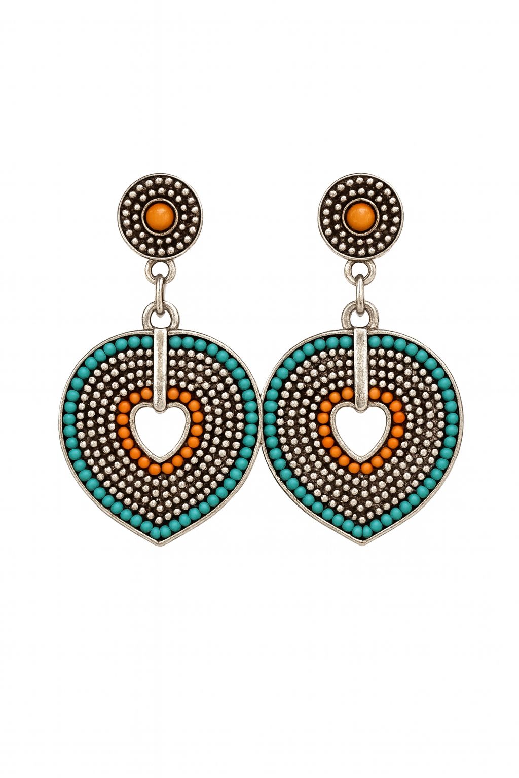 ✨ Boho Luxe Heart Earrings – Turquoise Sunset Edition ✨