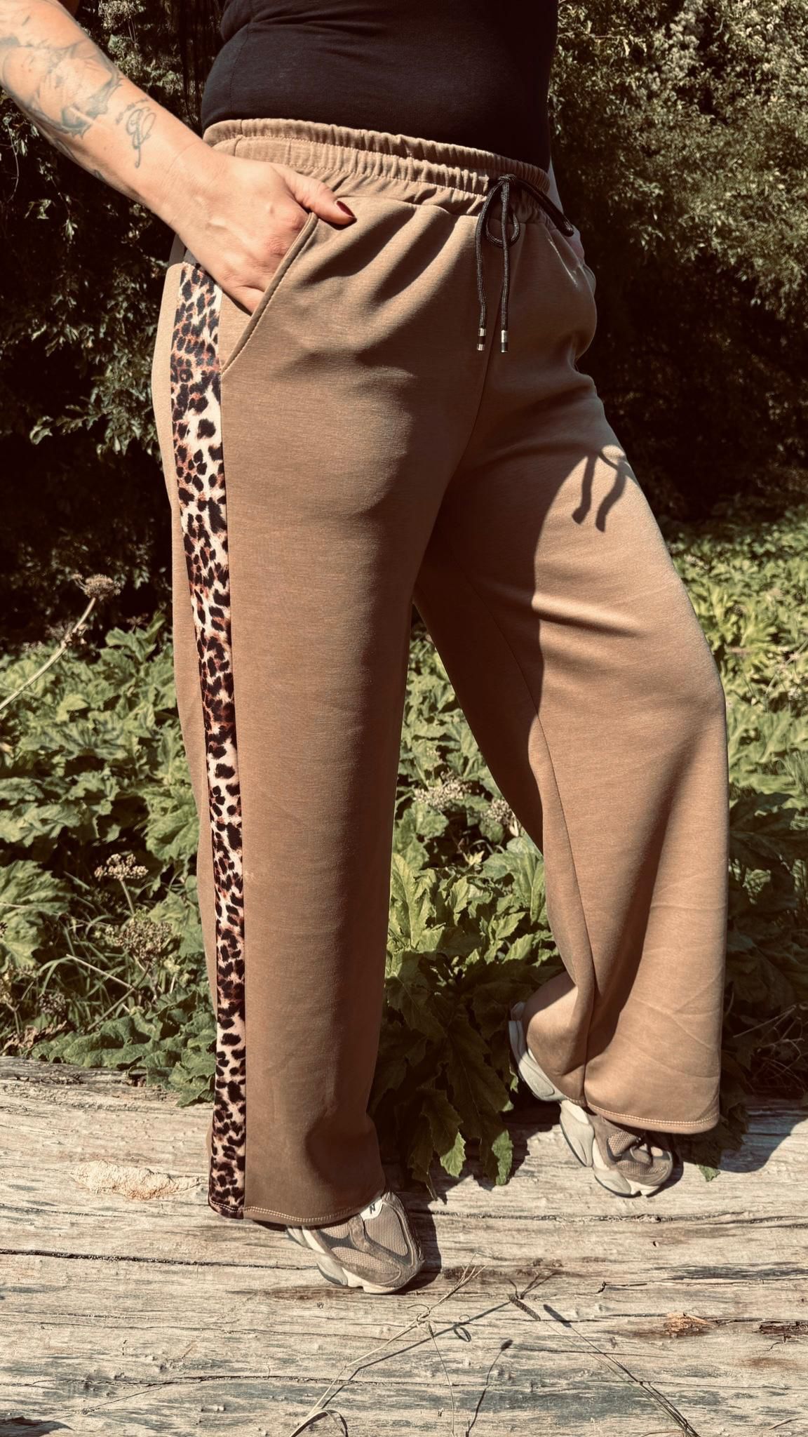 Jogger Broek met panter print | Camel