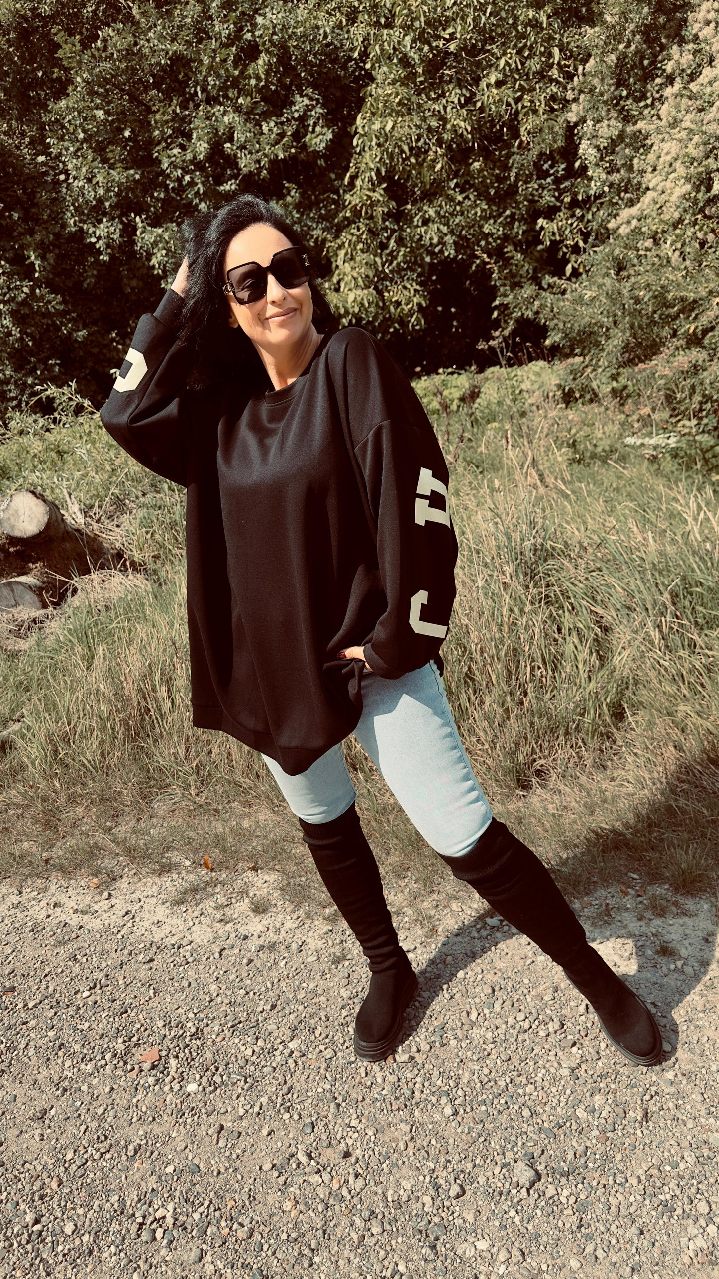 Oversized CHICAGO Sweater | Zwart