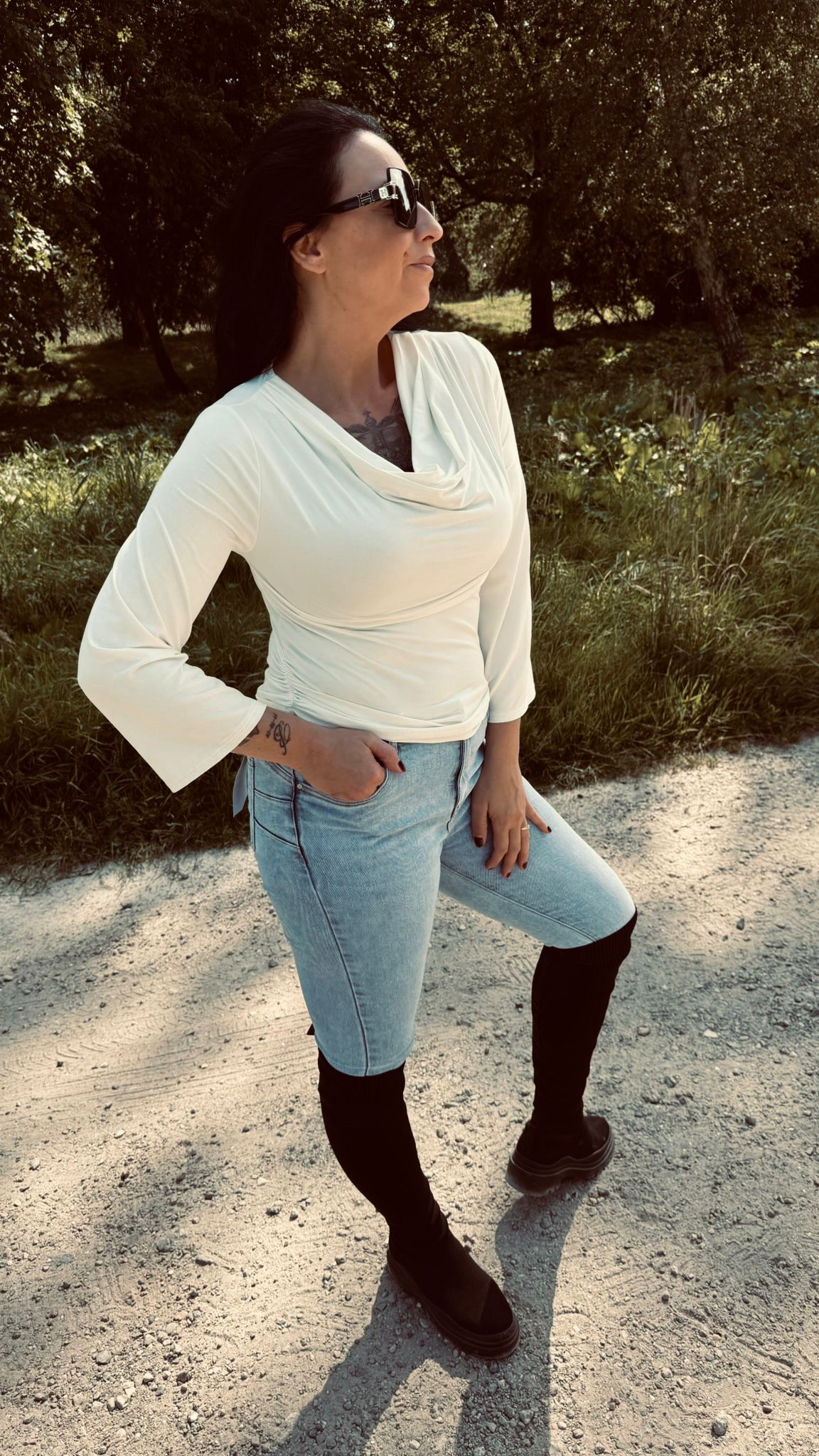 Waterval Stretch Top | Wit