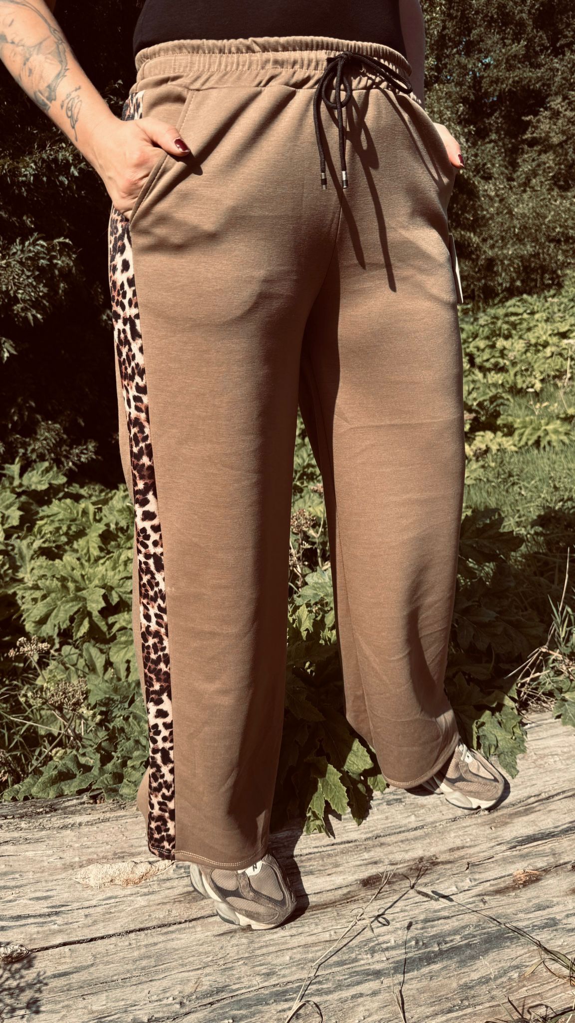 Jogger Broek met panter print | Camel