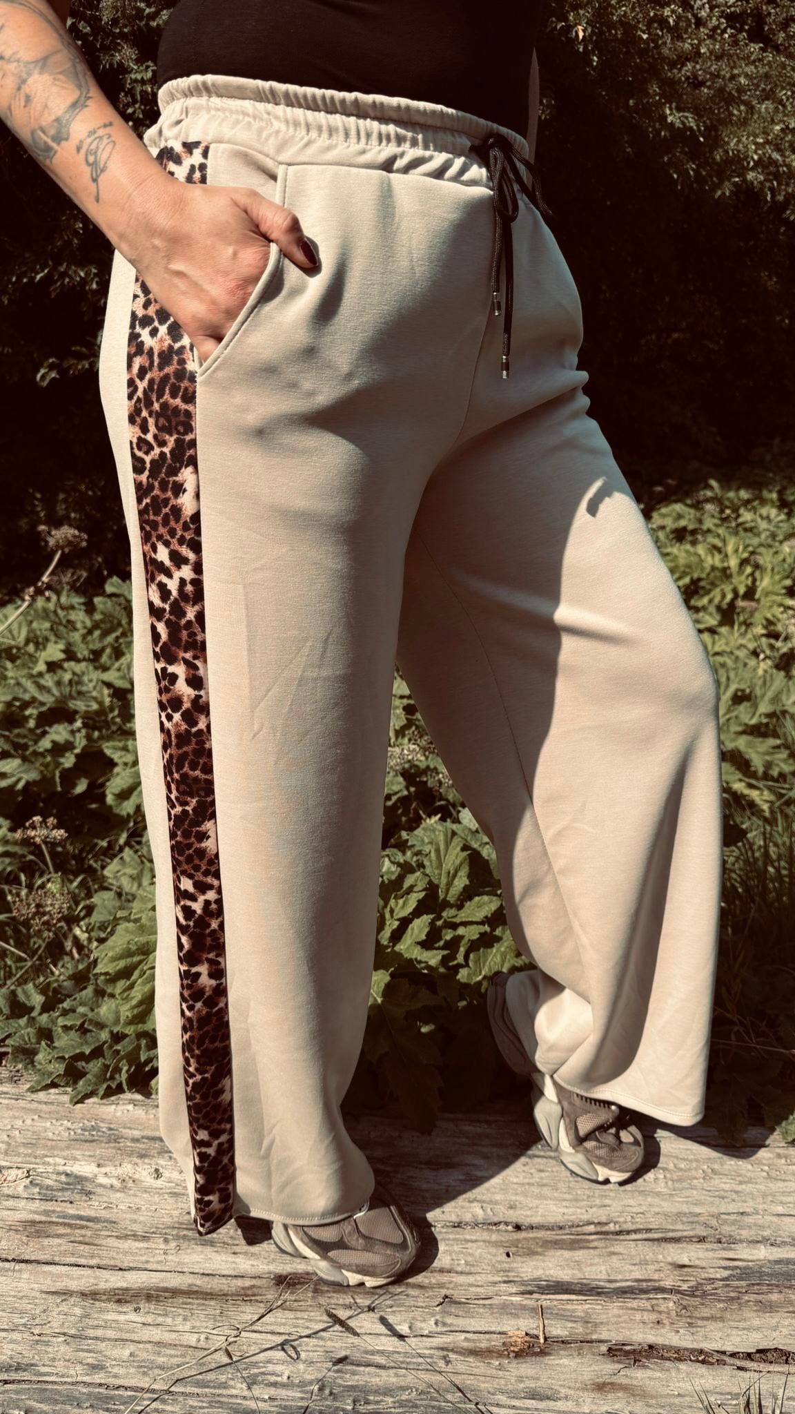 Jogger Broek met panter print | Creme
