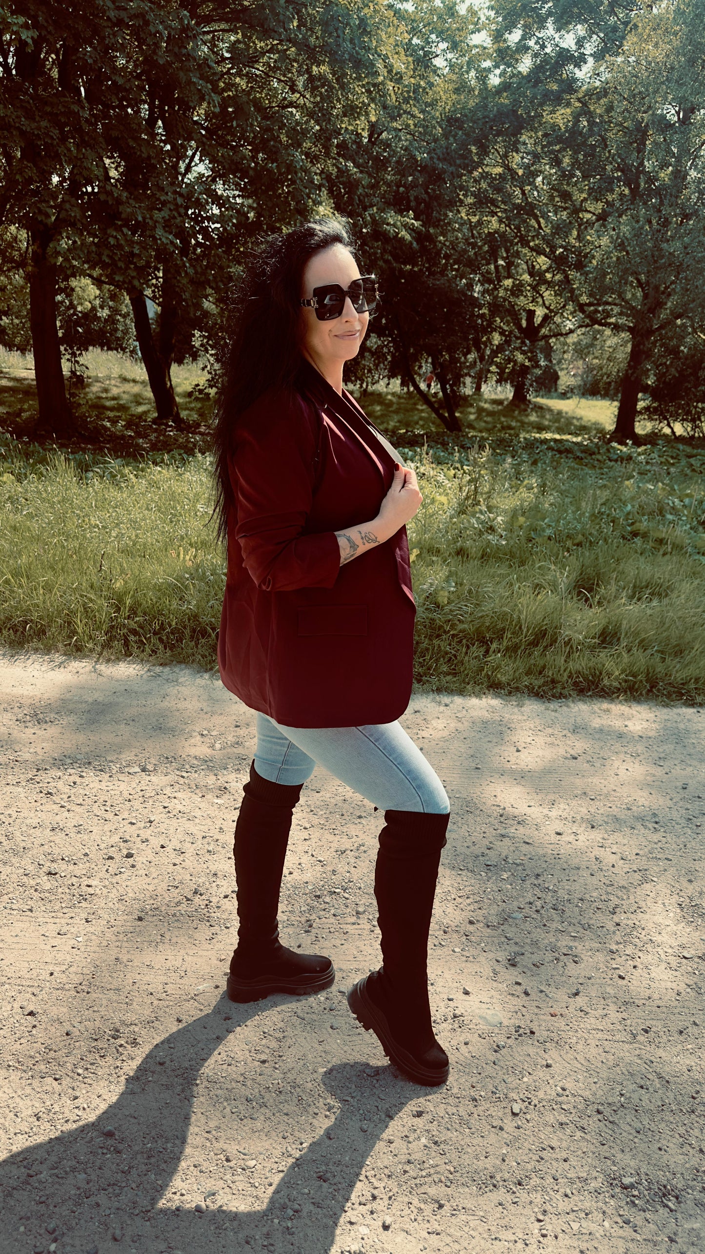 3 Kwart Blazer | Bordeaux Rood