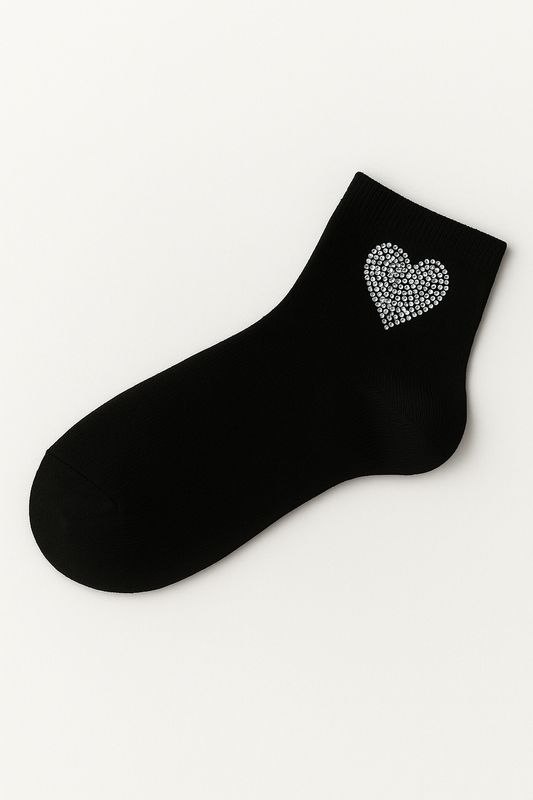 ✨ Black Heart Sparkle Socks – Classy, Soft & Shiny ✨