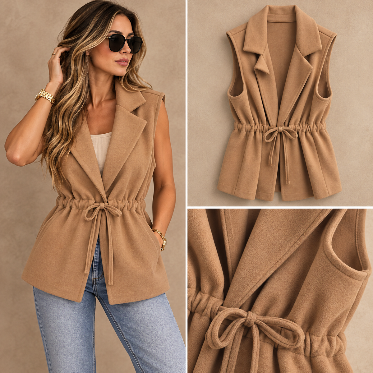 Skye vilt gilet koord  camel