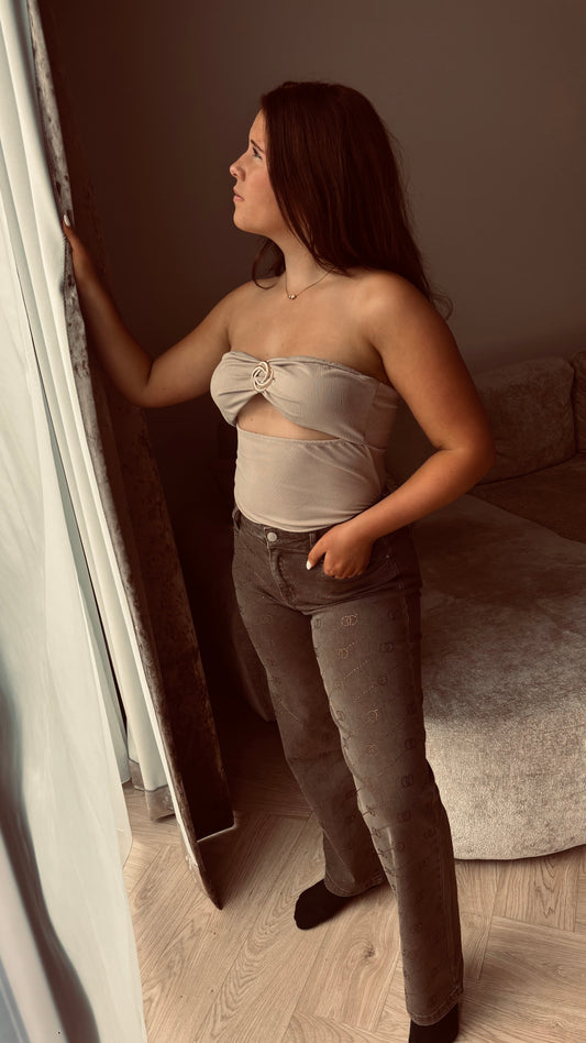 Rib Bodystocking  | Taupe