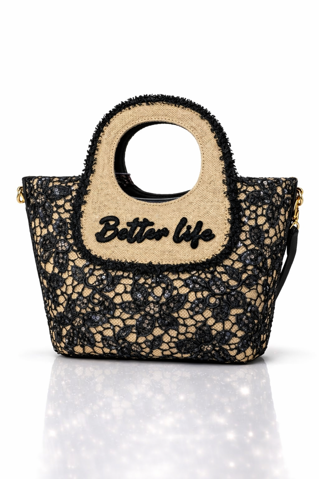 Better Life Lace Handtas – Naturel & Zwart