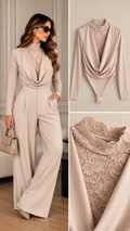 Demi Beige V-Hals body kant beige
