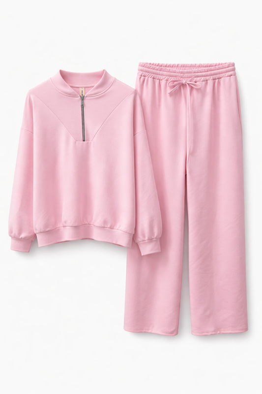 licht roze Comfy Set met Rits