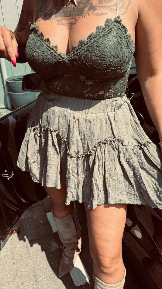 Crepe Ruffle Skort | Groen