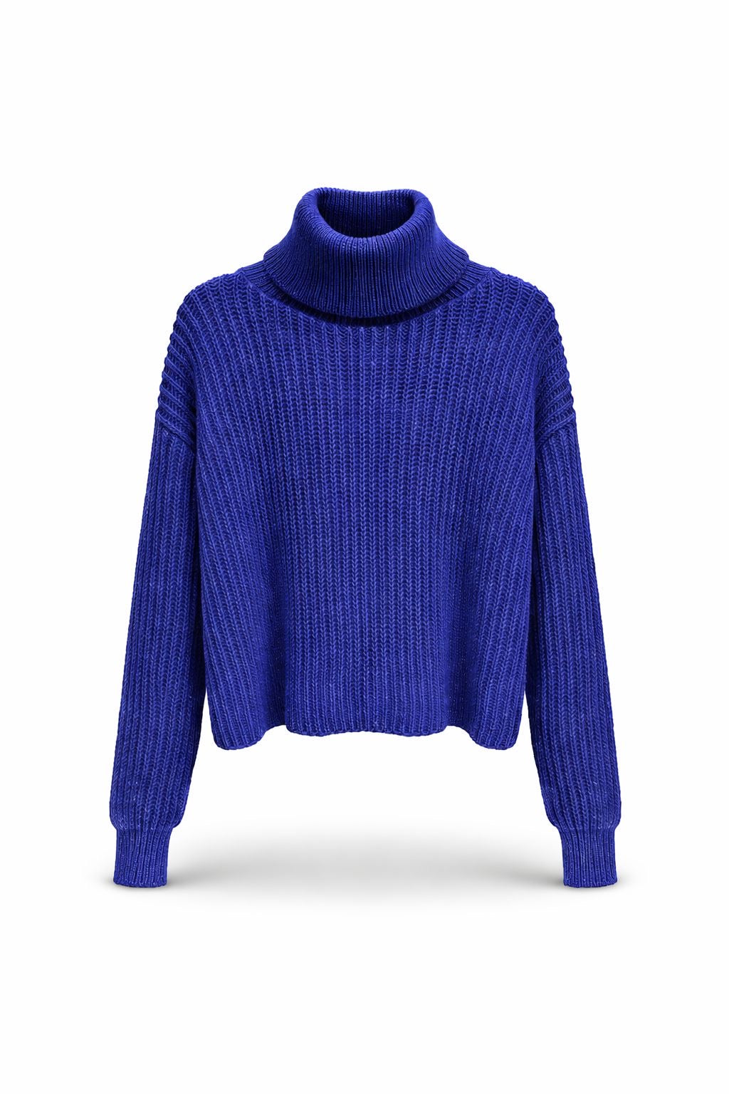 Korte kol trui kobalt blauw