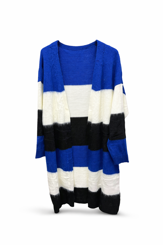 Colorblock Lang Vest – blauw / Wit / Zwart