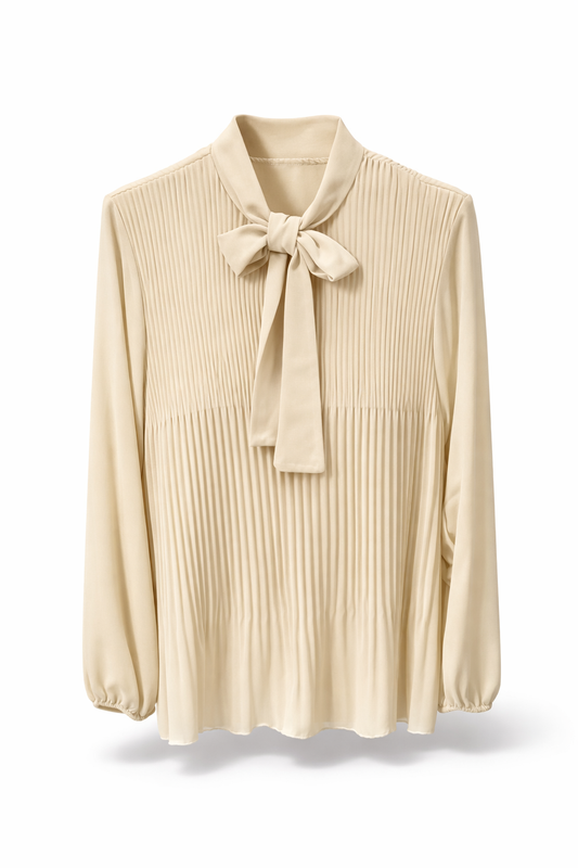 Plisse top beige