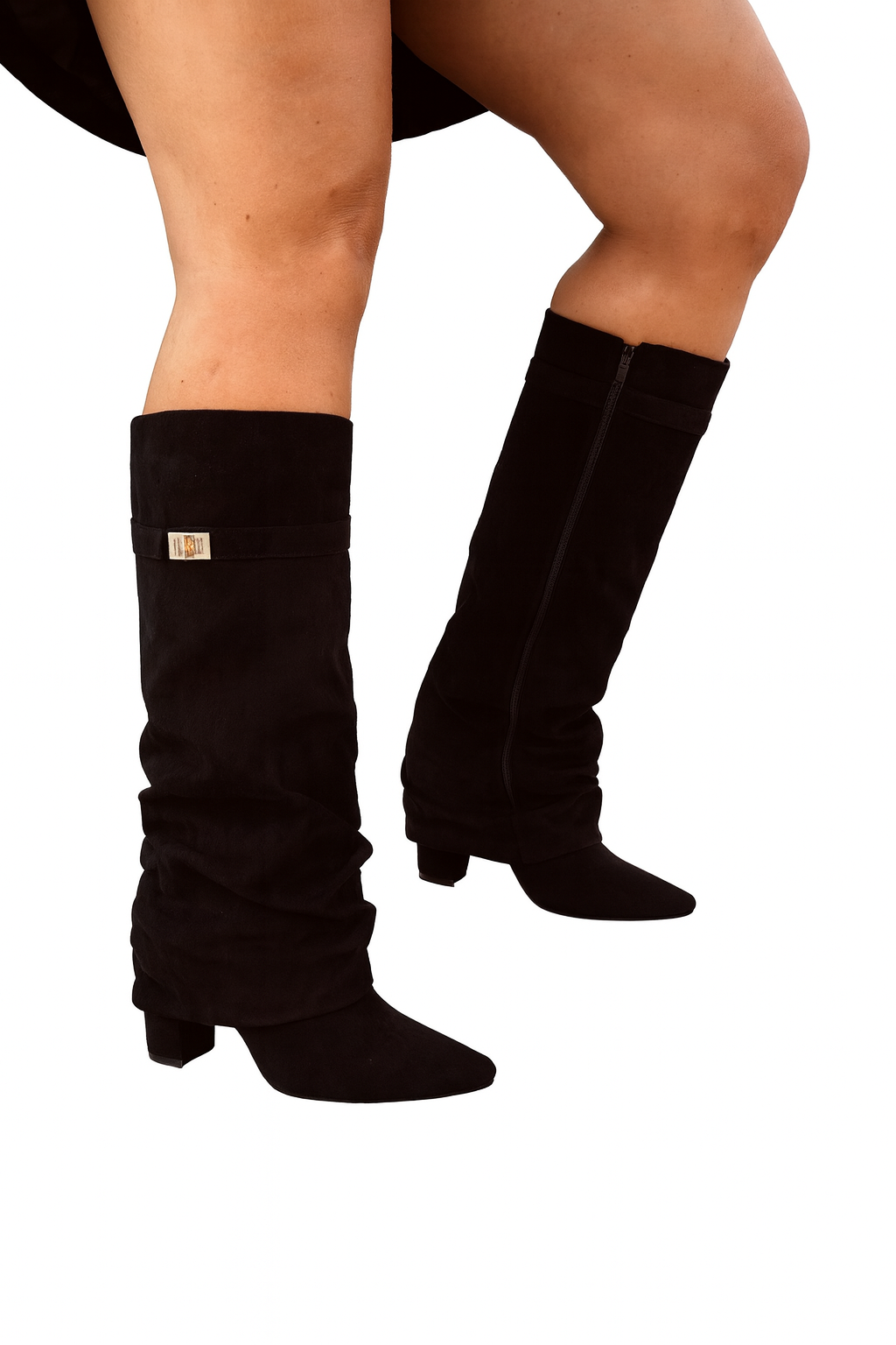 ✨ Zwarte Suede-Look Slouch Boots – Elegant & Trendy