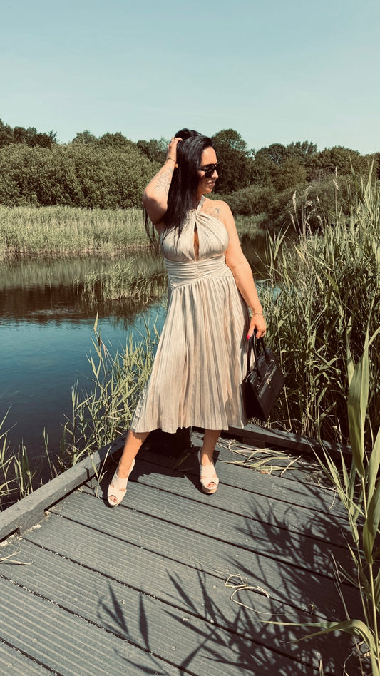 Plissé Dress | Gold
