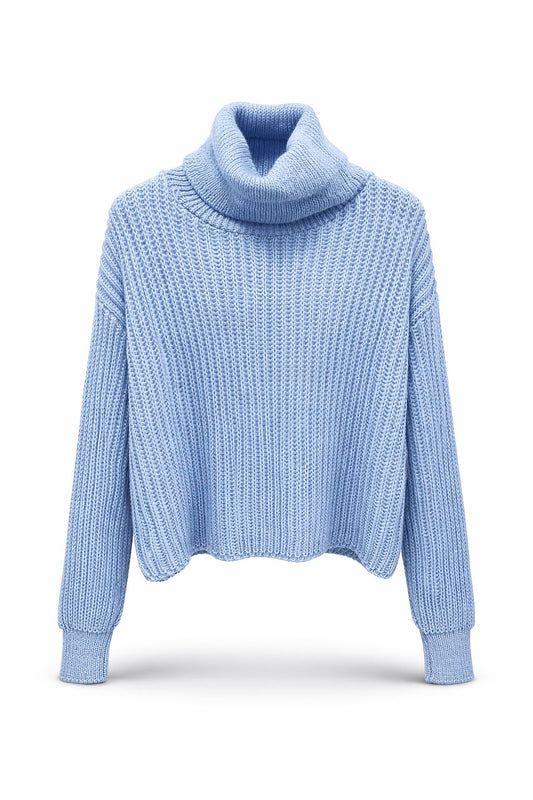 Korte kol baby blauw trui