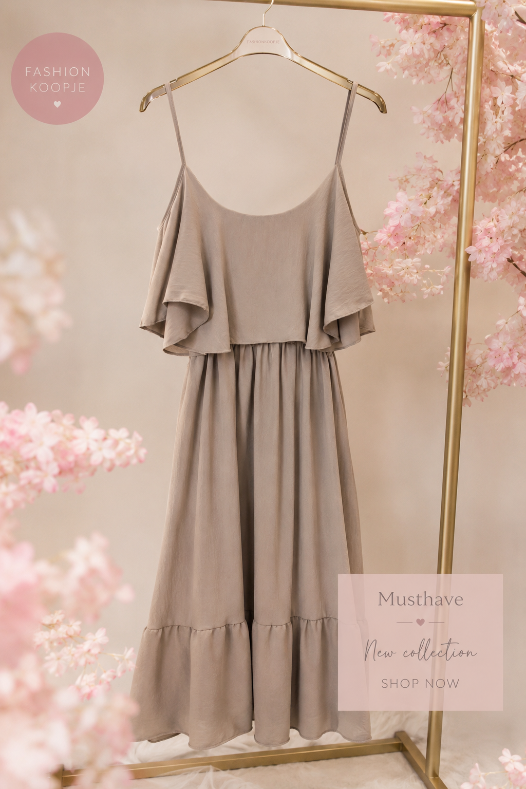 Elegante strandjurk TAUPE