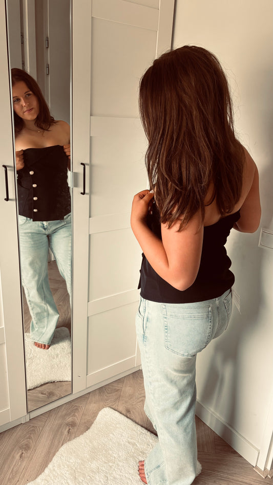 Bandeau Button Top | Zwart