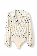 Wit  Polka Dot Bodysuit Blouse met Overslag
