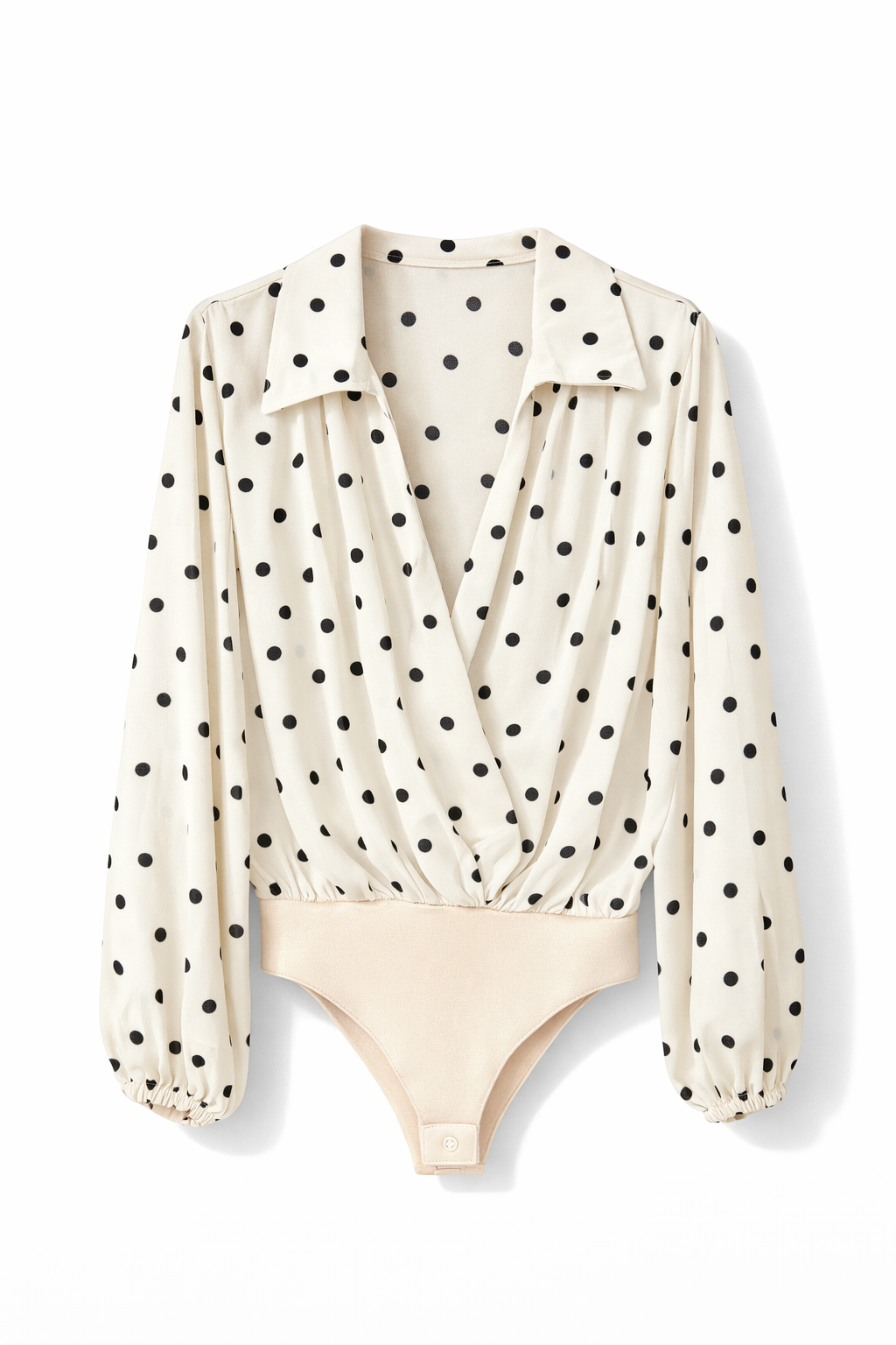 Wit  Polka Dot Bodysuit Blouse met Overslag