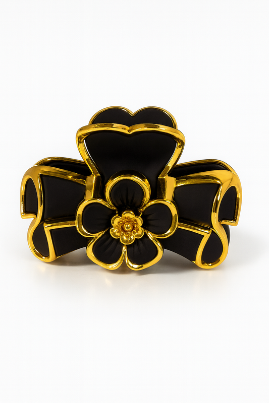 ✨ Flower Smal Klem Zwart✨