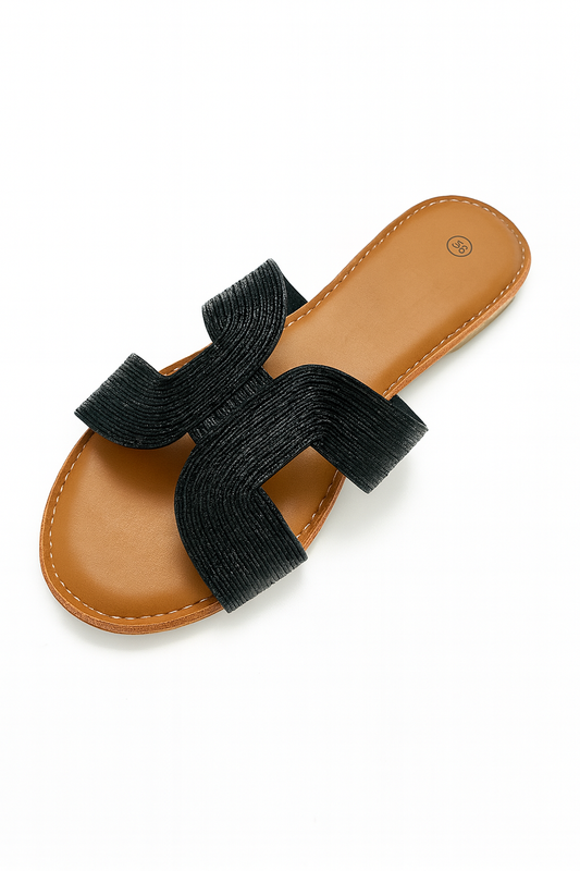 ✨ Black Woven Slide Sandals – Stylish, Comfortable & Chic ✨