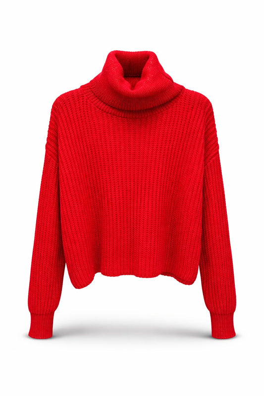 Korte kol lipstick rood trui