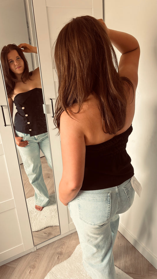 Bandeau Button Top | Zwart