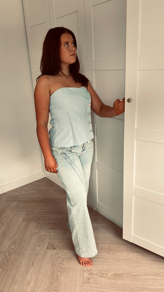 Bandeau Button Top | Licht Blauw