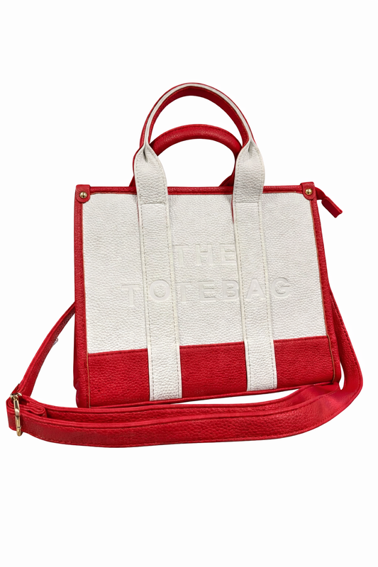 Hand tas wit met rood