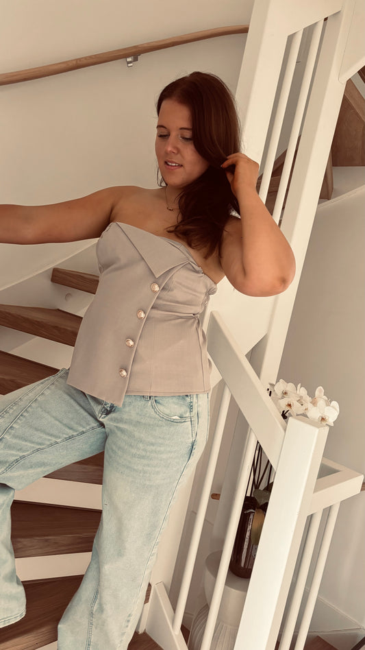 Bandeau Button Top | Taupe