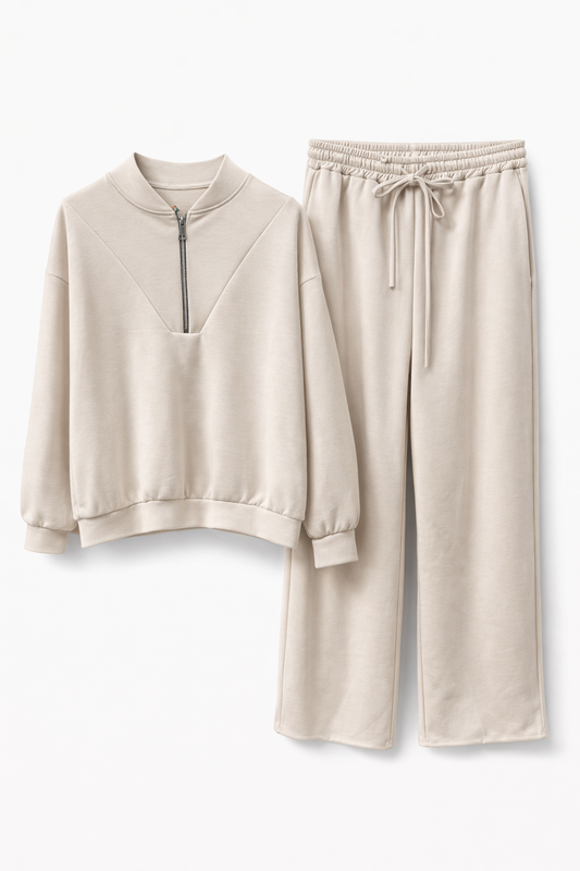 Beige Comfy Set met Rits