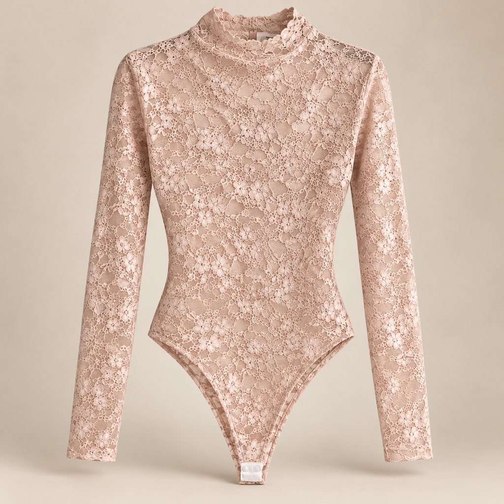 Liva Kanten body lange mouw  beige