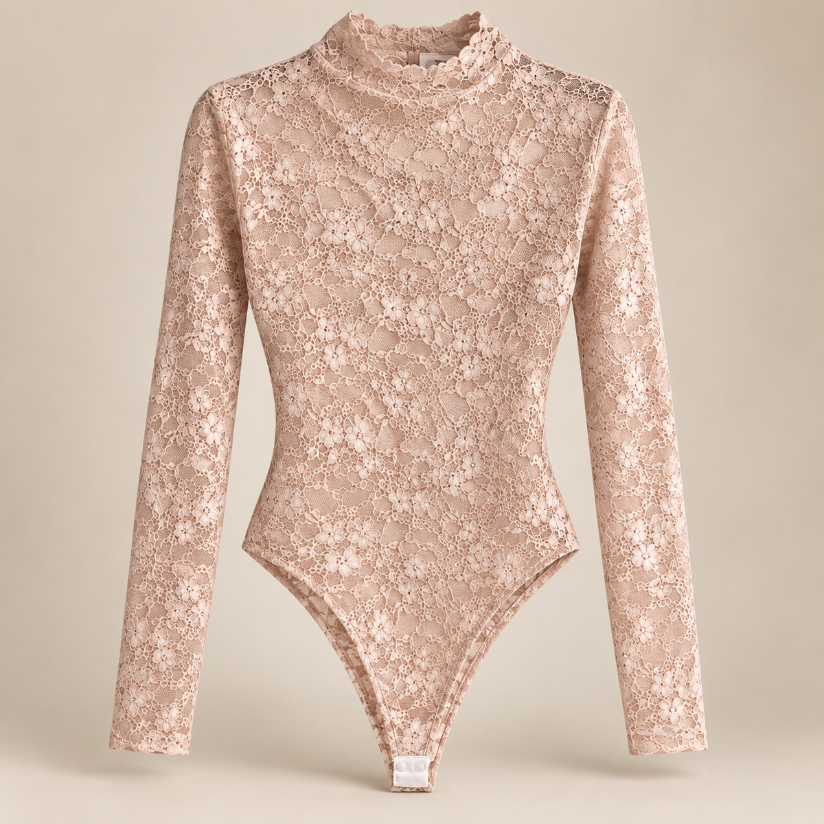 Liva Kanten body lange mouw  beige