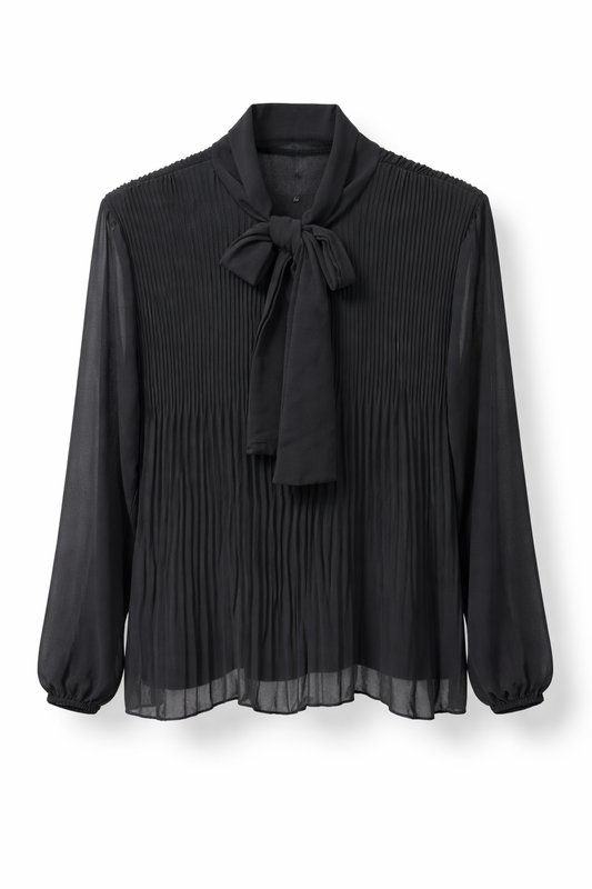 Plisse top zwart